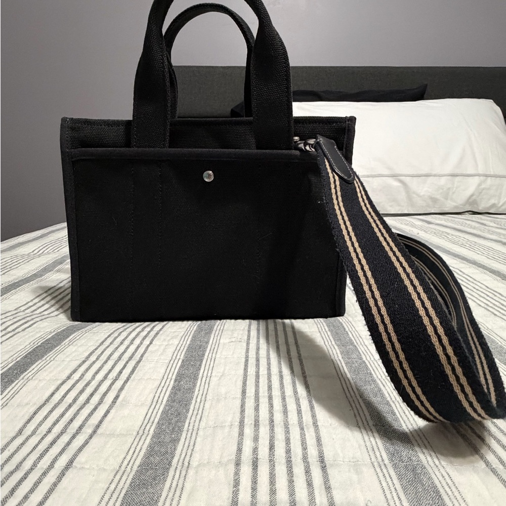 Coach Black and Tan Canvas Tote - Picture 3 of 5